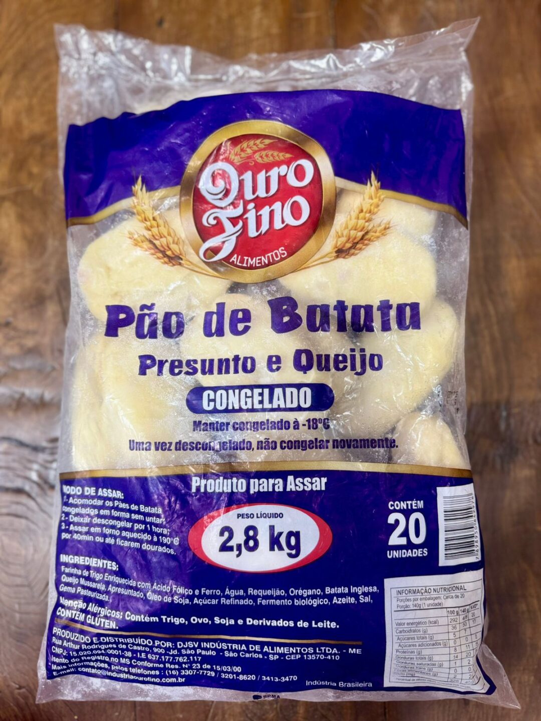 Pão de Batata Presunto e Queijo Ouro Fino - 2,8 Kg